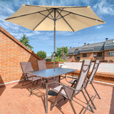 Angel Living Sonnenschirm Ø 300 cm Gartenschirm Marktschirm Terrassenschirm Taupe Rund Sonneschirm Sonnenschutz aus Metall und Polyester UV50+