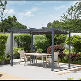 Pergola aus Aluminium in anthrazit, Dachrohre aus Stahl, Verstellbares Dach aus Polyester