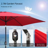 Angel Living Sonnenschirm Ø 270 cm Gartenschirm Marktschirm Terrassenschirm Taupe Rund Sonneschirm Sonnenschutz aus aus Metall, Stahl und Polyester UV50+