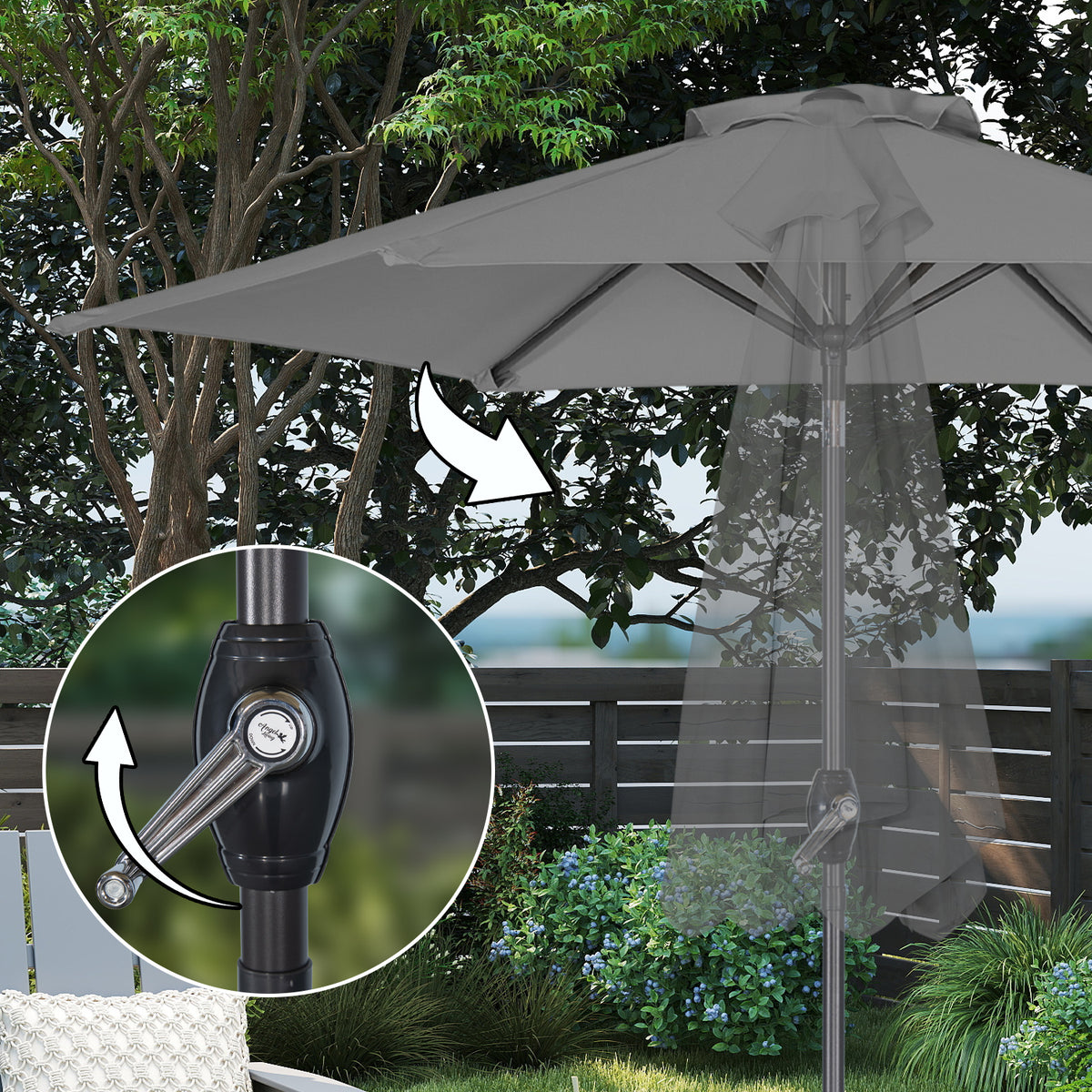 Angel Living Sonnenschirm 2.3M mit Kurbel und Neigbar, Gartenschirm Marktschirm Terrassenschirm Taupe Rund Sonneschirm Sonnenschutz aus Polyester UV50+