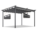 Angel Living Pergola aus einer Stahl-Aluminium-Kombination mit einziehbarem Dach, wasserdichtes Dach aus Polyester mit PU-Beschichtung, UV-beständig, für den Außenbereich: Garten, Terrasse