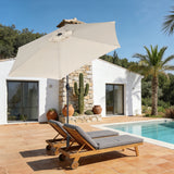 Angel Living Sonnenschirm 2.3M mit Kurbel und Neigbar, Gartenschirm Marktschirm Terrassenschirm Taupe Rund Sonneschirm Sonnenschutz aus Polyester UV50+