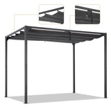 Angel Living Pergola aus einer Stahl-Aluminium-Kombination, 3 x 2 m, mit einziehbarem Dach, wasserdichtes Dach ohne Einfassung aus Polyester mit PU-Beschichtung, UV-beständig, für den Außenbereich: Garten, Terrasse