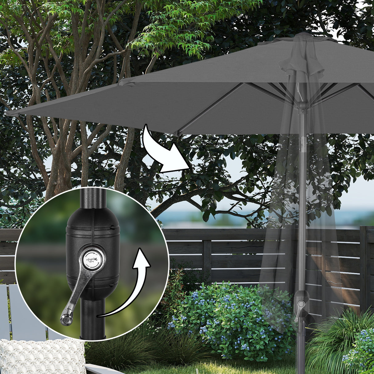 Angel Living Sonnenschirm Ø 300 cm Gartenschirm Marktschirm Terrassenschirm Taupe Rund Sonneschirm Sonnenschutz aus Metall und Polyester UV50+