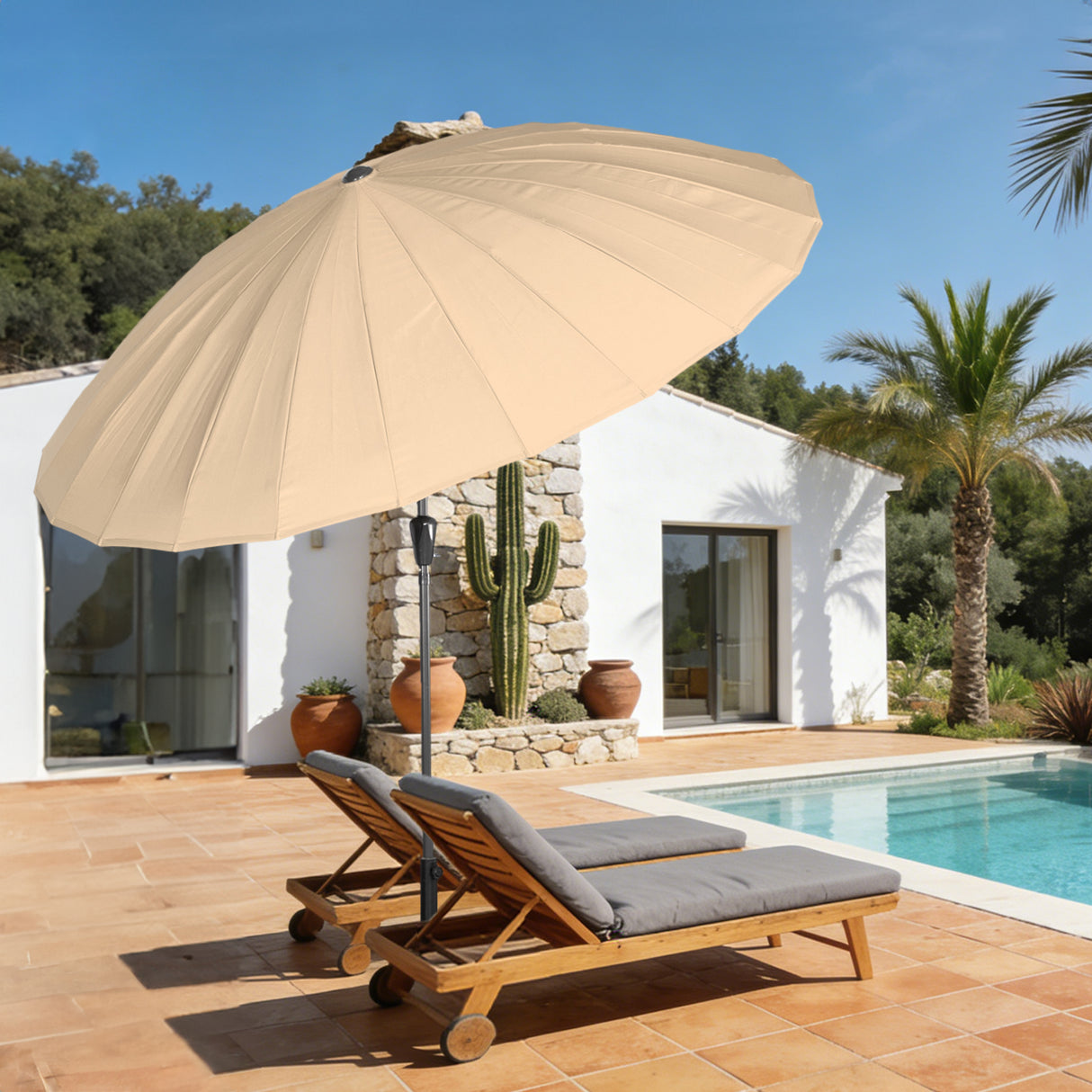 Angel Living Sonnenschirm Fiberglas 250cm mit Neigbar,UV 50+ Kurbelschirm Balkonschirm Marktschirm für Garten & Balkon