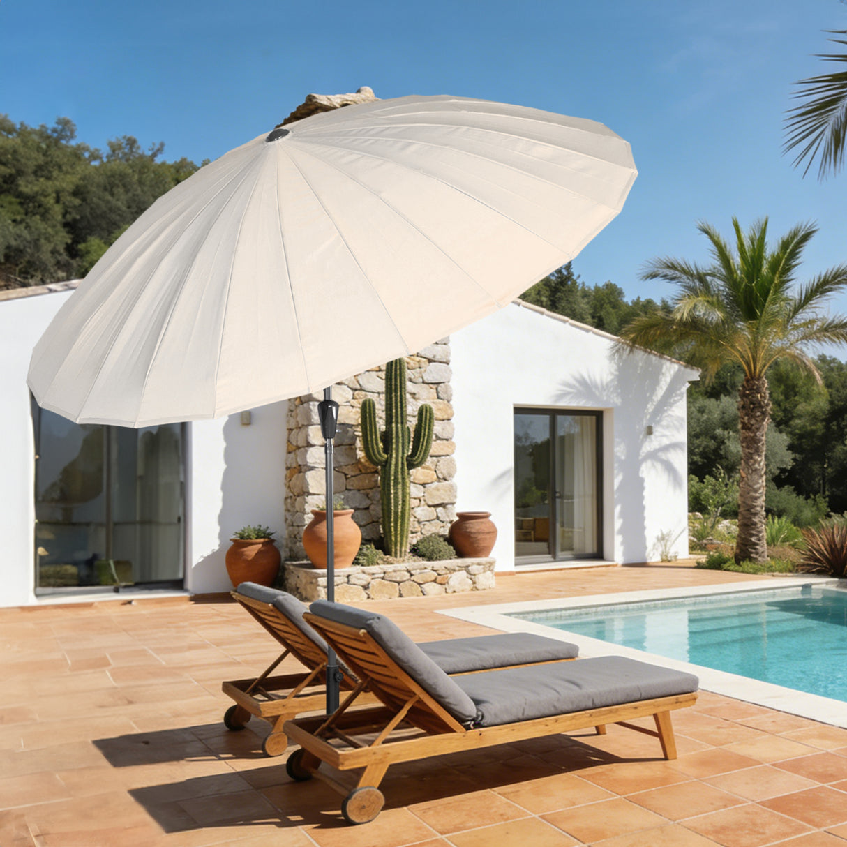 Angel Living Sonnenschirm Fiberglas 250cm mit Neigbar,UV 50+ Kurbelschirm Balkonschirm Marktschirm für Garten & Balkon