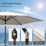 Angel Living Sonnenschirm Ø 270 cm Gartenschirm Marktschirm Terrassenschirm Taupe Rund Sonneschirm Sonnenschutz aus aus Metall, Stahl und Polyester UV50+