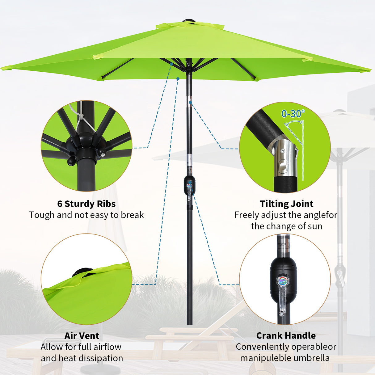 Angel Living Parasol s 300 cm Garden Umbrella Market Umbrella Umbrella Umbrella Taupe Round Sunshade Sunshade Sunscreen screen made of aluminium and polyester UV50