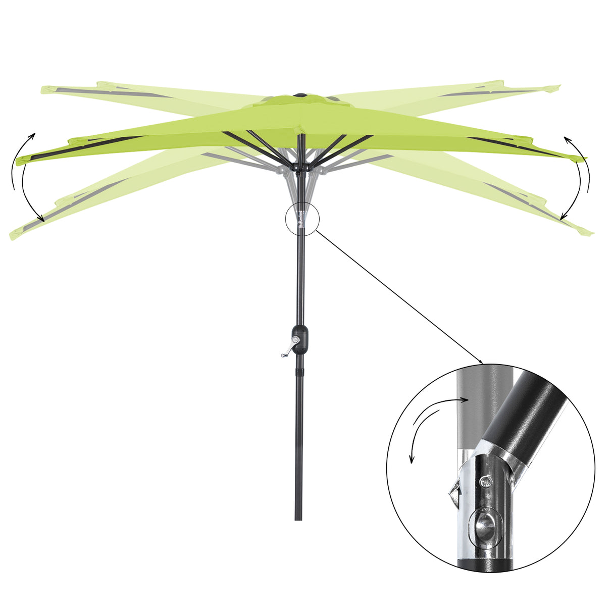 Angel Living 2.7M Halber Sonnenschirm mit Kurbel und Neigbar, UV-Schutz Marktschirm für Terrasse,Poolbereich,Balkon & Garten