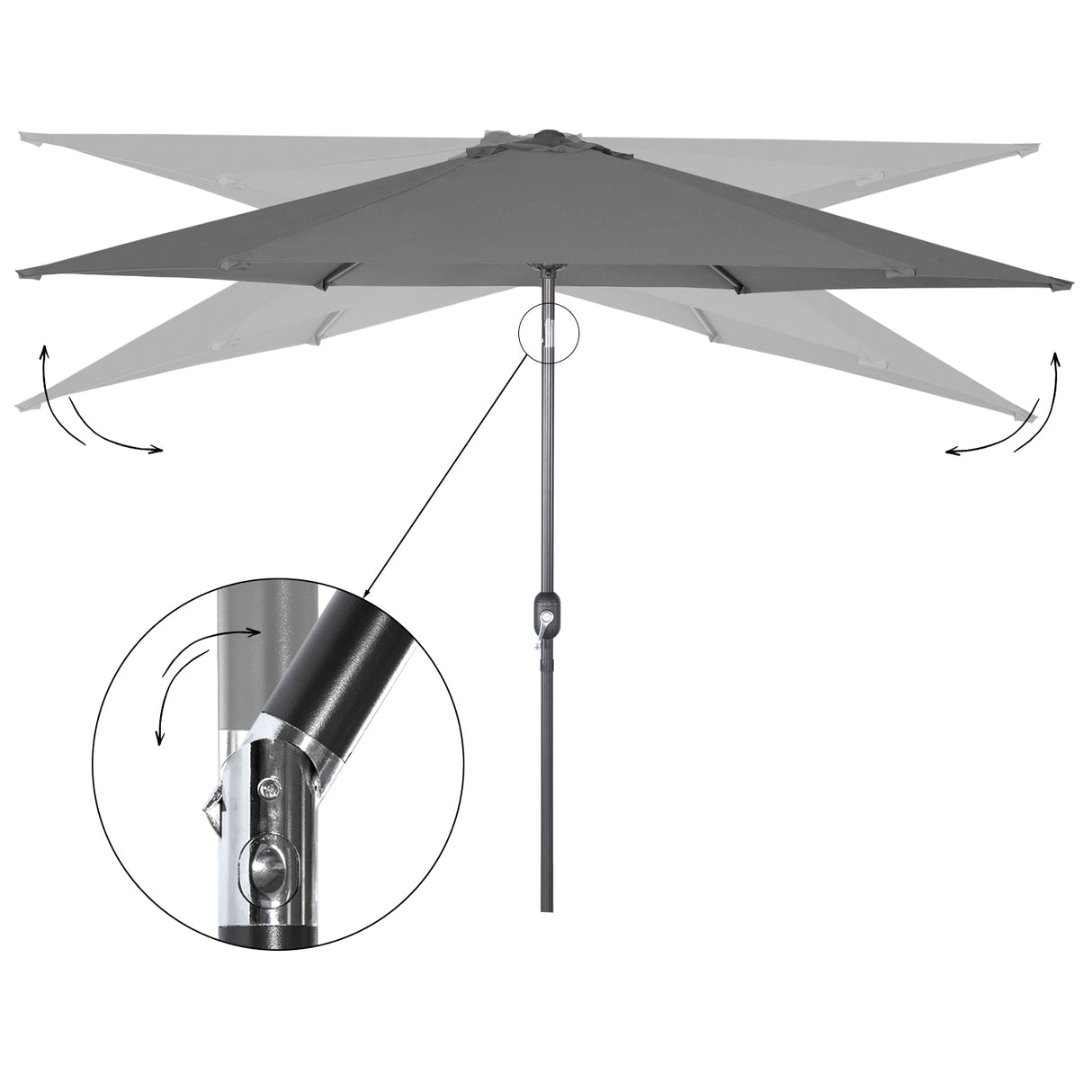 Angel Living Sonnenschirm Ø 300 cm Gartenschirm Marktschirm Terrassenschirm Taupe Rund Sonneschirm Sonnenschutz aus Metall und Polyester UV50+