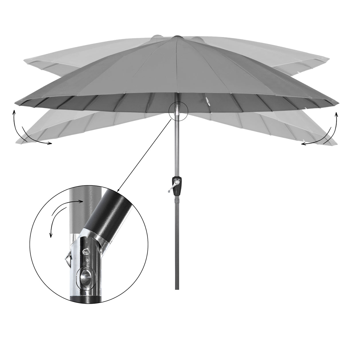Angel Living Sonnenschirm Fiberglas 250cm mit Neigbar,UV 50+ Kurbelschirm Balkonschirm Marktschirm für Garten & Balkon