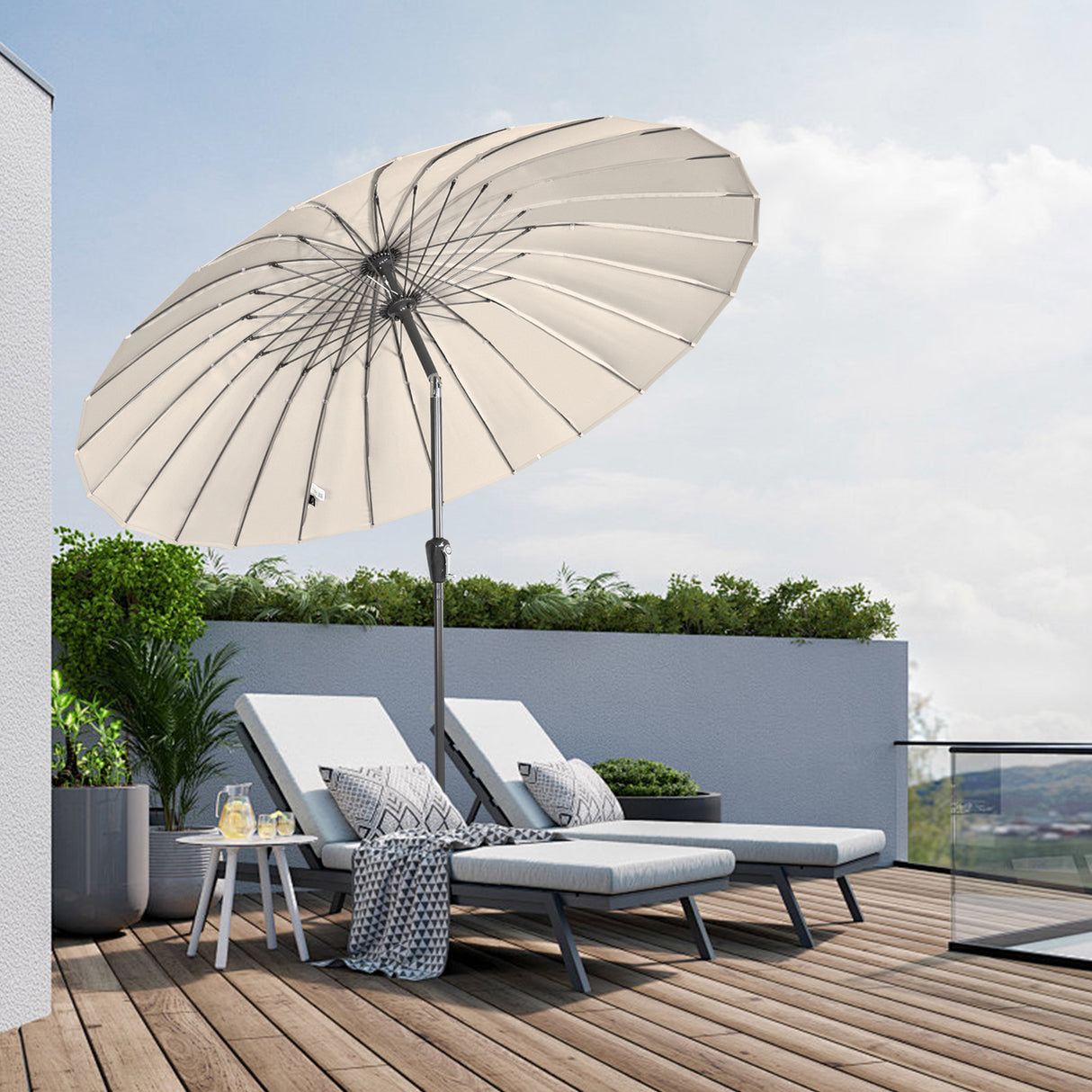 Angel Living Sonnenschirm Fiberglas 250cm mit Neigbar,UV 50+ Kurbelschirm Balkonschirm Marktschirm für Garten & Balkon
