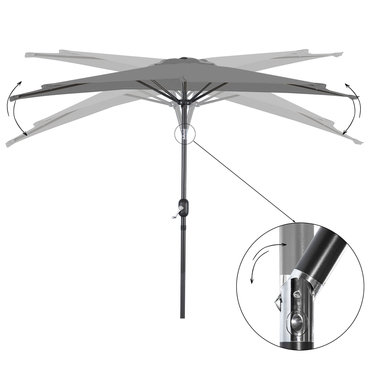 Angel Living 2.7M Halber Sonnenschirm mit Kurbel und Neigbar, UV-Schutz Marktschirm für Terrasse,Poolbereich,Balkon & Garten