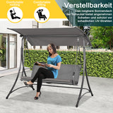 Angel Living Hollywoodschaukel Gartenschaukel Rattan 3-Sitzer mit Sonnendach und Sitzbezug170 x 110 x 157 cm