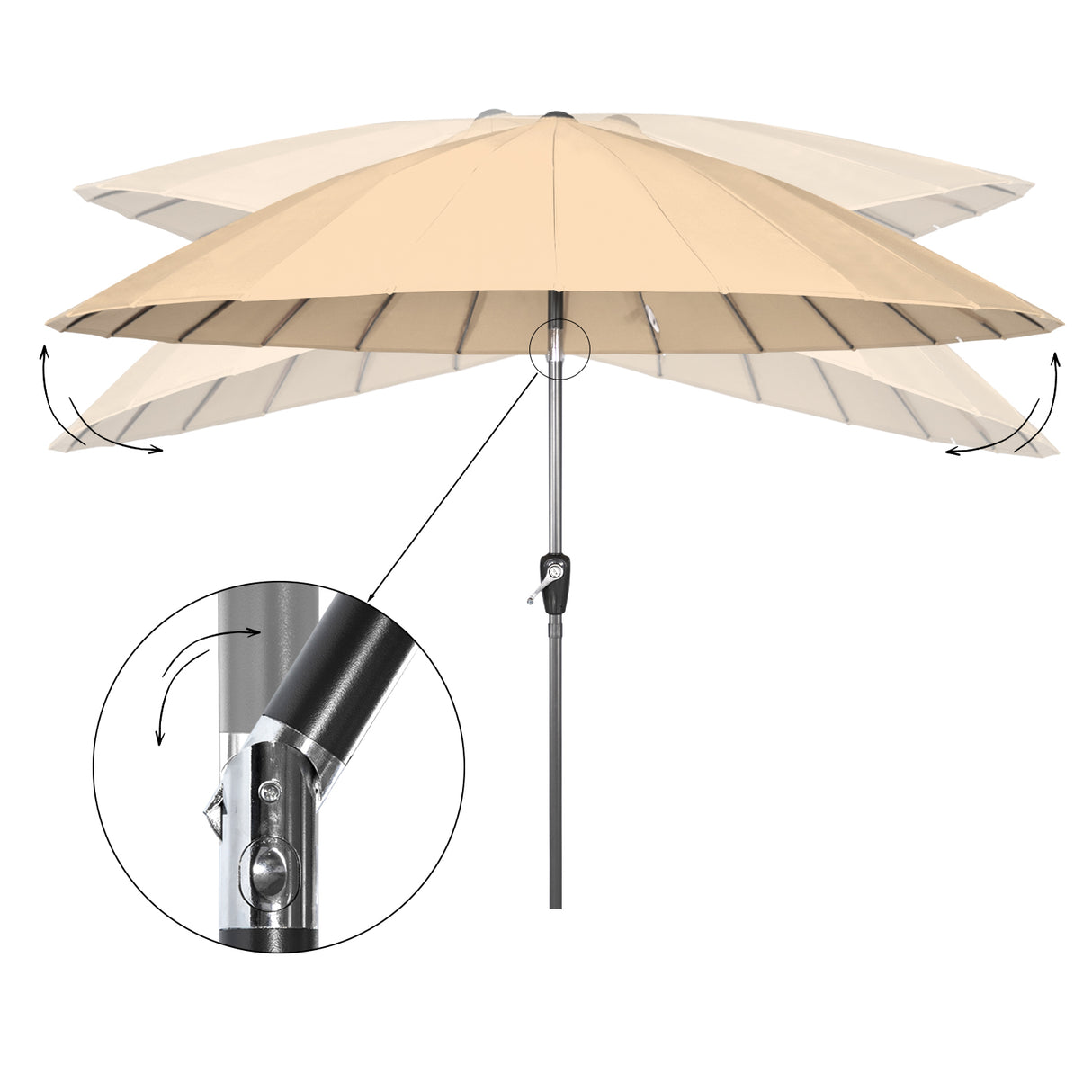 Angel Living Sonnenschirm Fiberglas 250cm mit Neigbar,UV 50+ Kurbelschirm Balkonschirm Marktschirm für Garten & Balkon