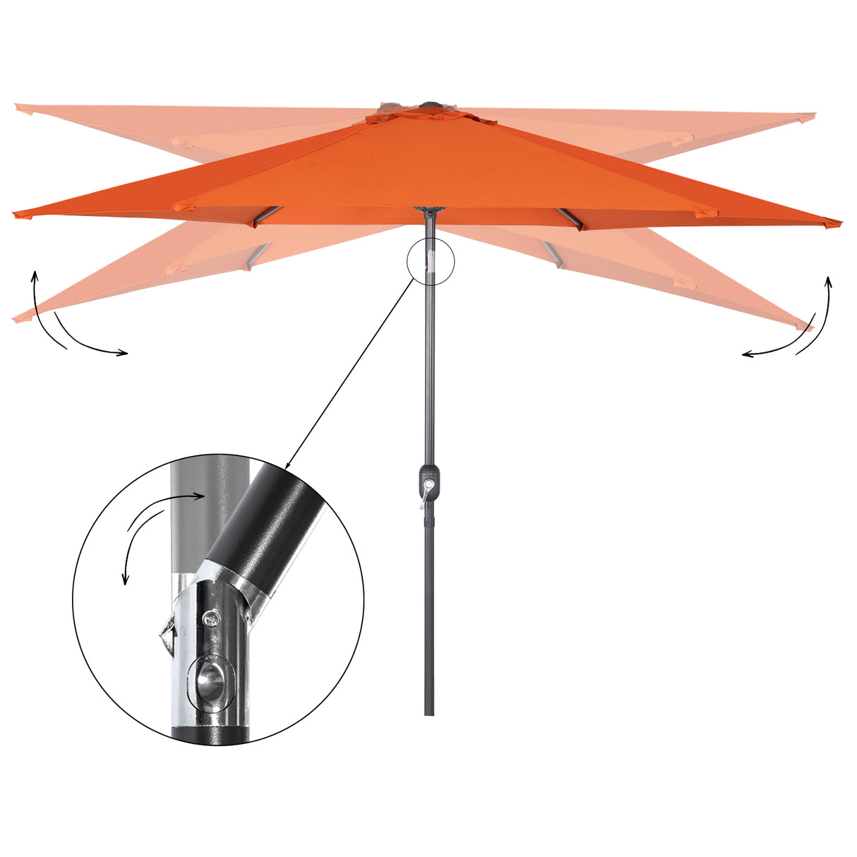Angel Living Sonnenschirm Ø 300 cm Gartenschirm Marktschirm Terrassenschirm Taupe Rund Sonneschirm Sonnenschutz aus Metall und Polyester UV50+