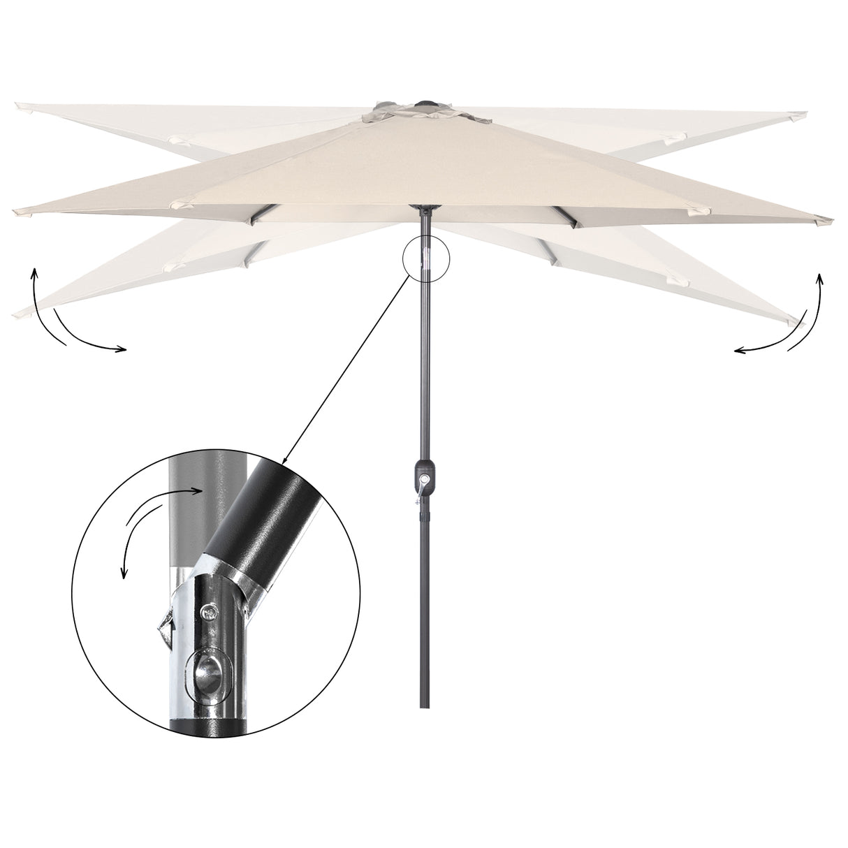 Angel Living Sonnenschirm Ø 300 cm Gartenschirm Marktschirm Terrassenschirm Taupe Rund Sonneschirm Sonnenschutz aus Metall und Polyester UV50+