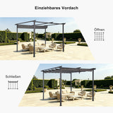 Angel Living Pergola aus einer Stahl-Aluminium-Kombination mit einziehbarem Dach, wasserdichtes Dach aus Polyester mit PU-Beschichtung, UV-beständig, für den Außenbereich: Garten, Terrasse