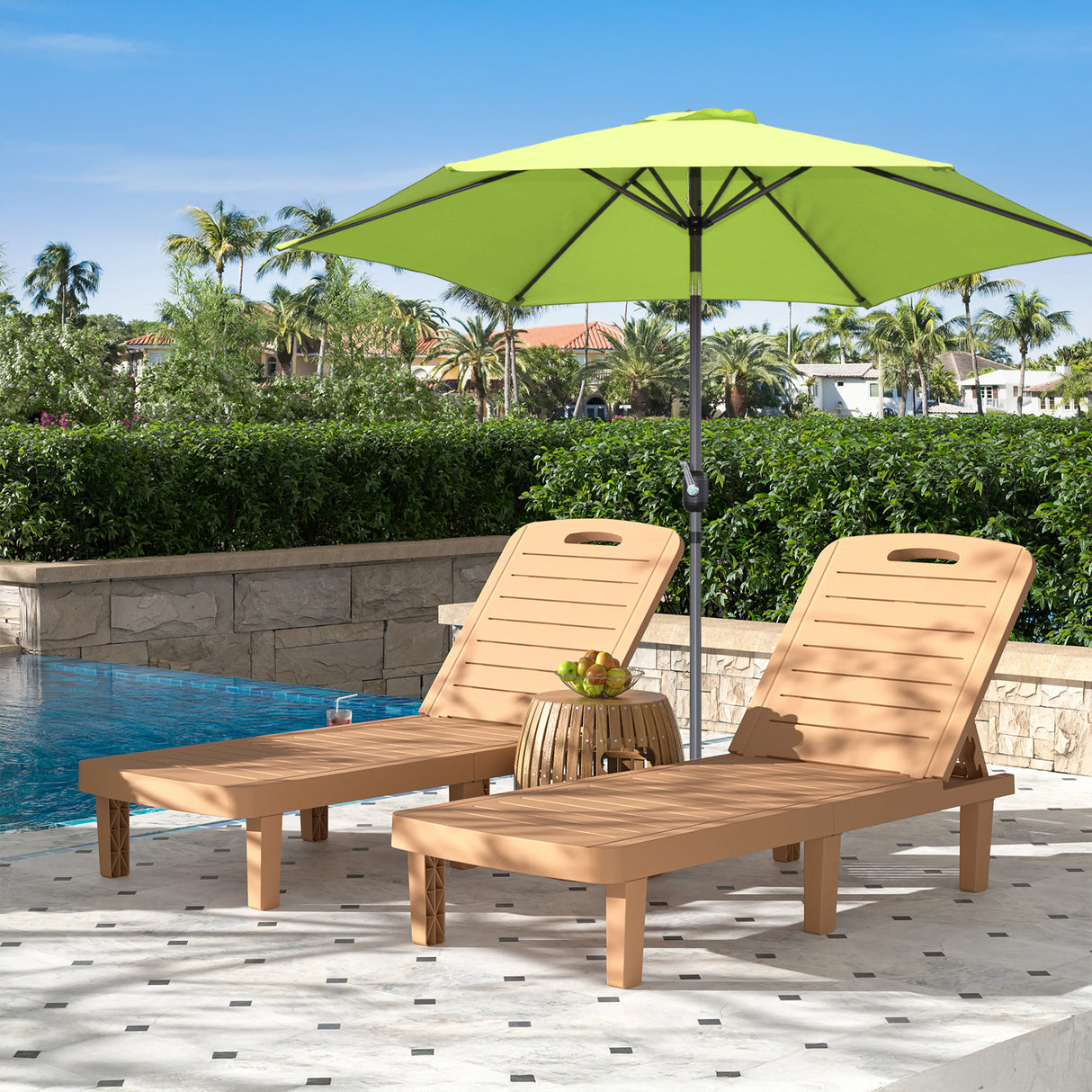 Angel Living Sonnenschirm Ø 270 cm Gartenschirm Marktschirm Terrassenschirm Taupe Rund Sonneschirm Sonnenschutz aus aus Metall, Stahl und Polyester UV50+