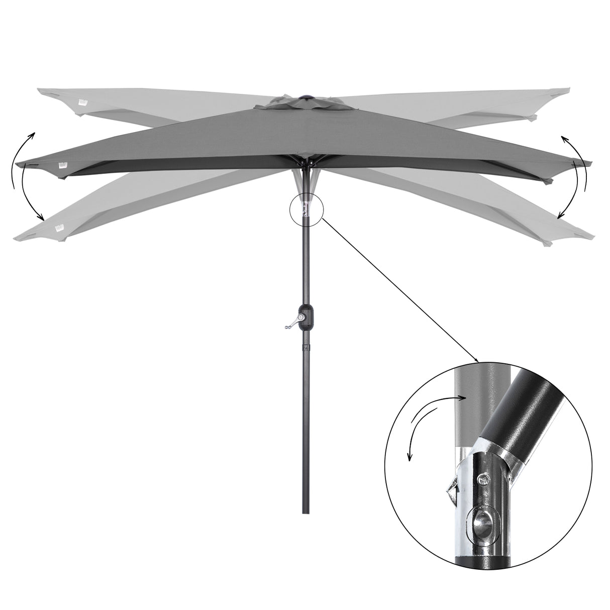 Angel Living Halbrunder Sonnenschirm 235x122cm für Balkon & Terrasse, Neigt Vorwärts/Rückwärts, Aluminium-Kurbel, UV-Schutz, Ideal für Garten, Terrasse, Balkon und Außenbereich