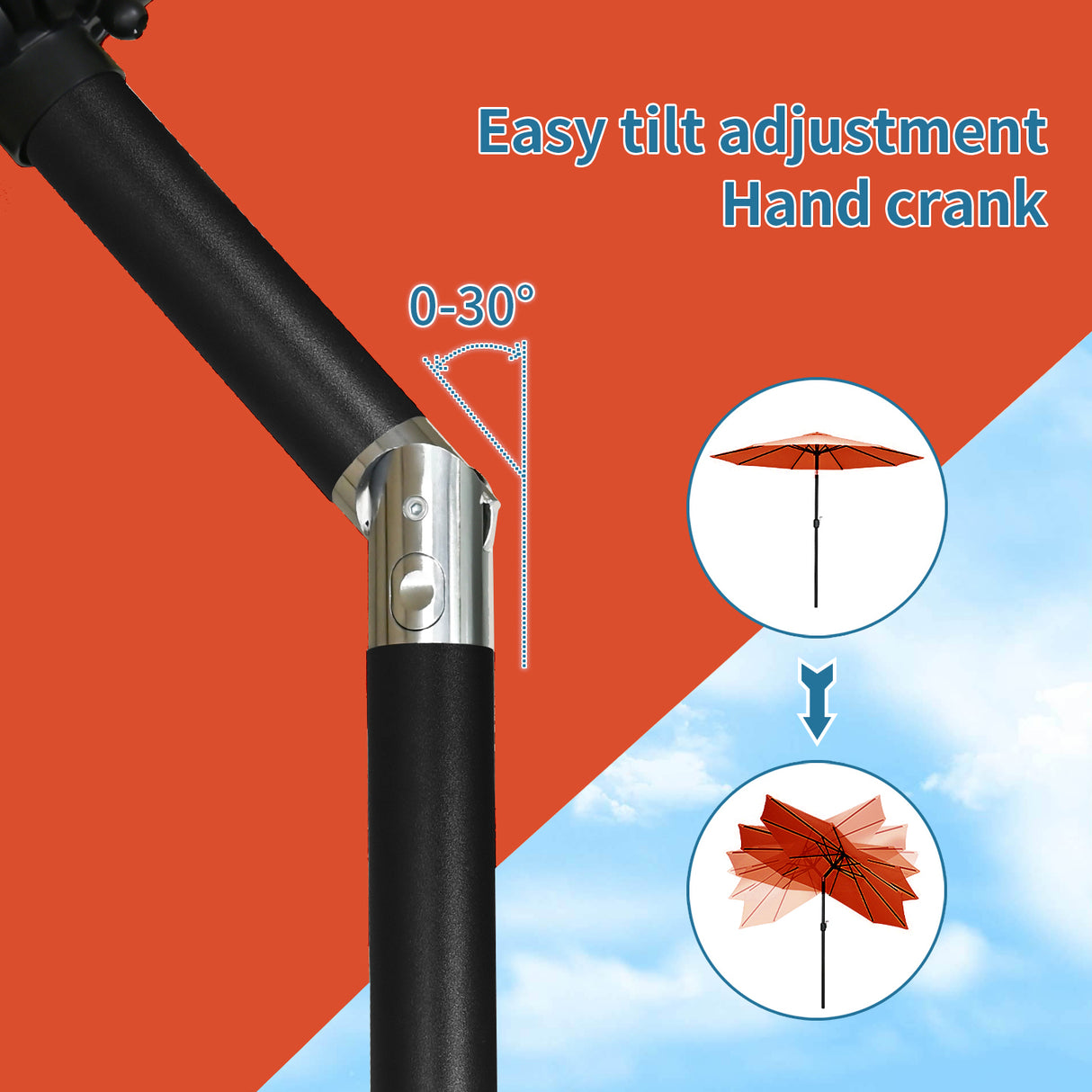 Sonnenschirm Ø 270cm Gartenschirm aus aus Aluminium, Stahl und Polyester