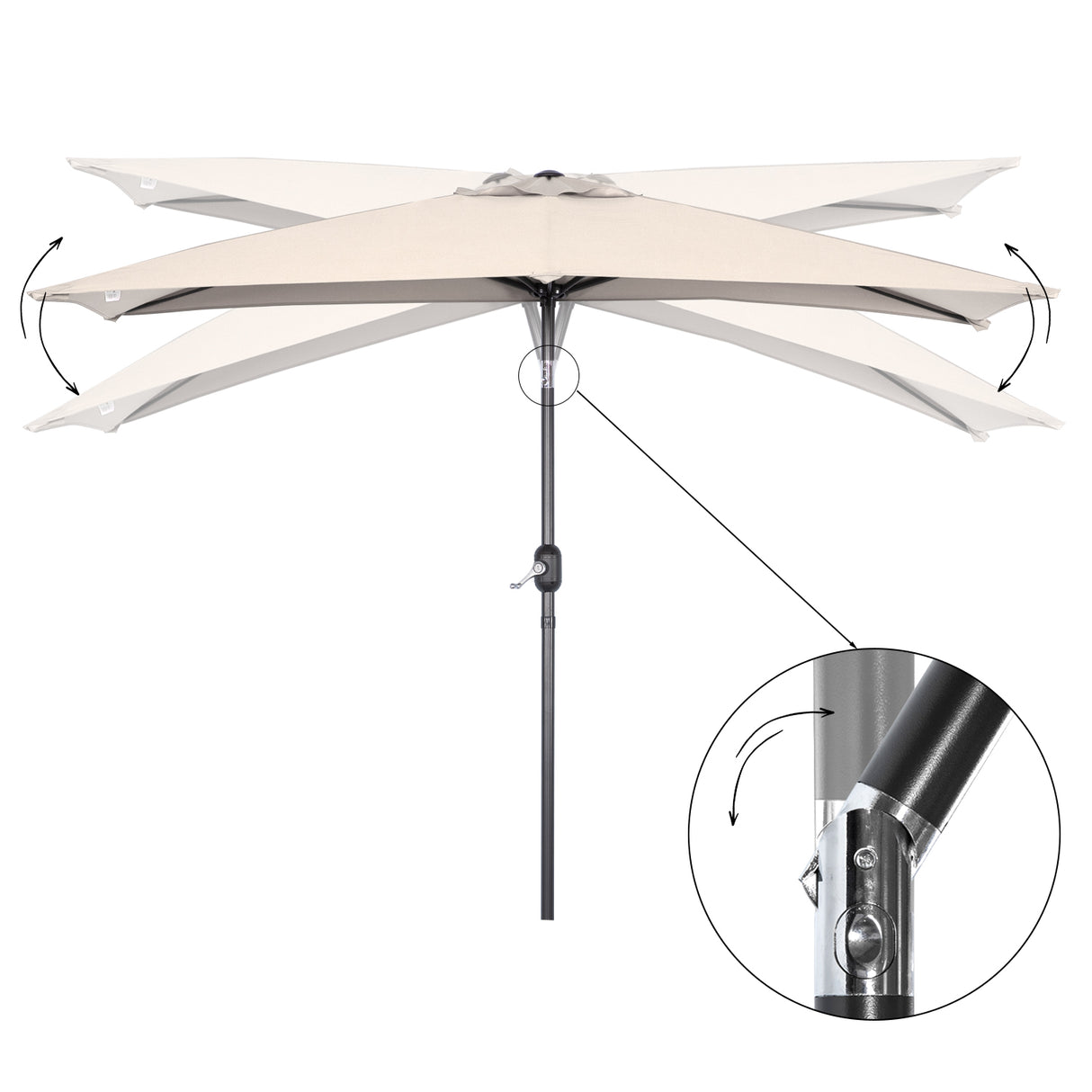 Angel Living Halbrunder Sonnenschirm 235x122cm für Balkon & Terrasse, Neigt Vorwärts/Rückwärts, Aluminium-Kurbel, UV-Schutz, Ideal für Garten, Terrasse, Balkon und Außenbereich