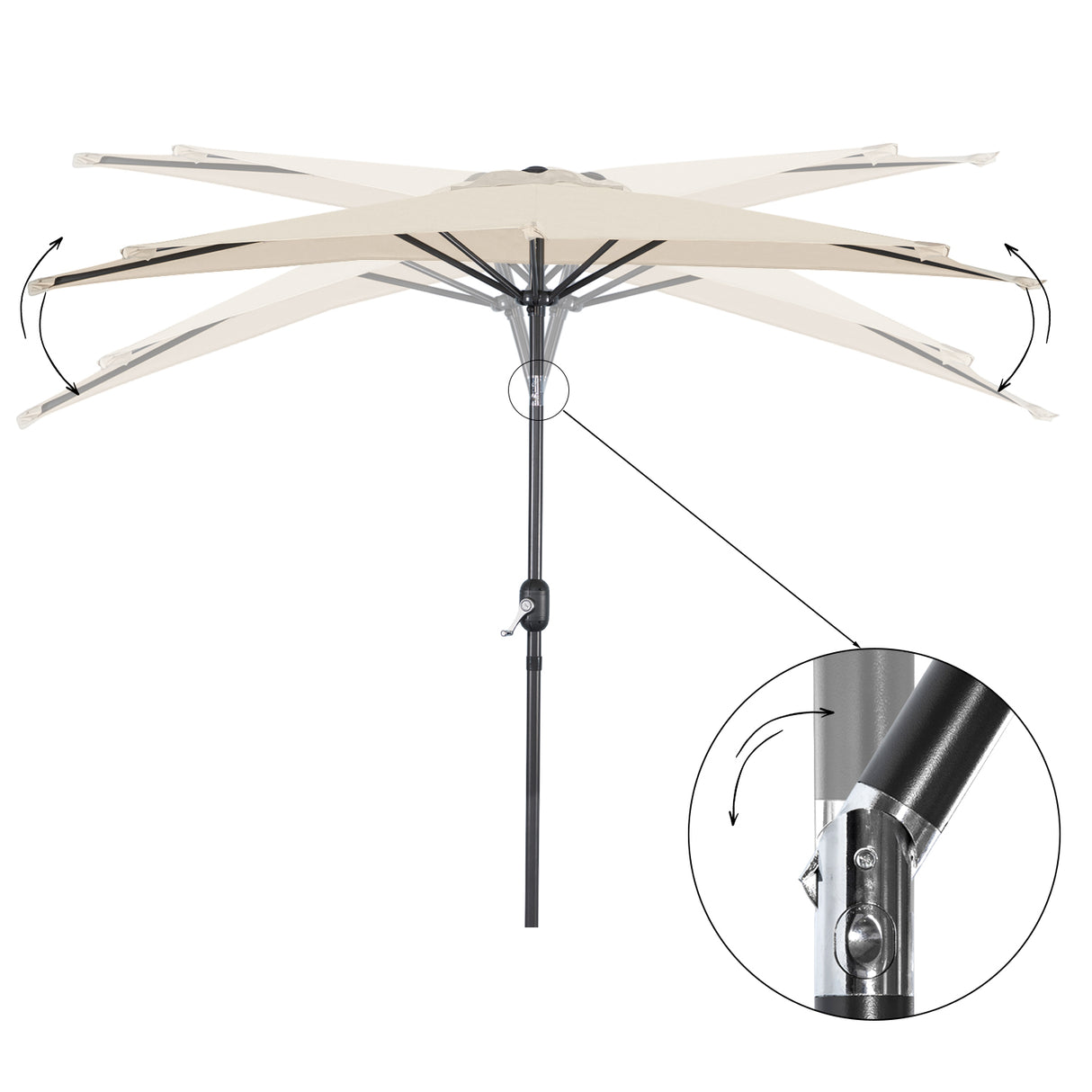 Angel Living 2.7M Halber Sonnenschirm mit Kurbel und Neigbar, UV-Schutz Marktschirm für Terrasse,Poolbereich,Balkon & Garten