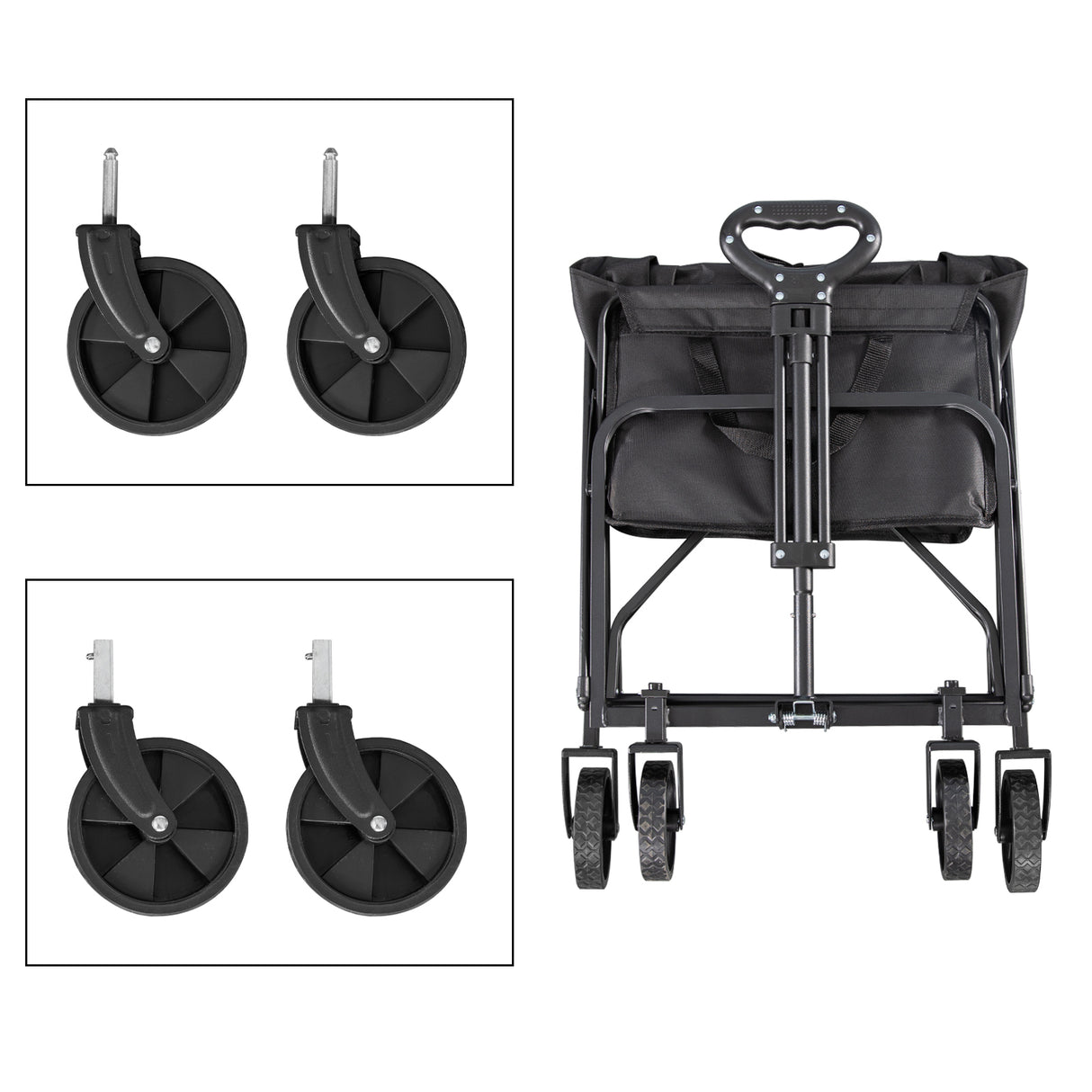 Angel Living Bollerwagen Faltbar 200L mit Tragkraft bis 100KG, Handwagen Klappbar, Faltbarer Campingwagen mit Höhenverstellbarem Griff, Leicht und Platzsparend, Stabil, 600D Oxford-Gewebe, Schwarz