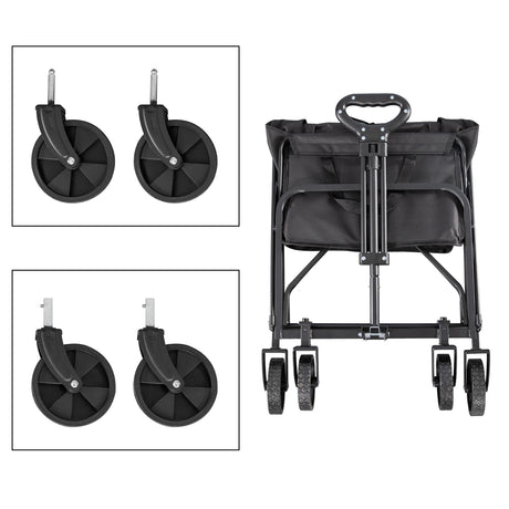 Angel Living Bollerwagen Faltbar 200L mit Tragkraft bis 100KG, Handwagen Klappbar, Faltbarer Campingwagen mit Höhenverstellbarem Griff, Leicht und Platzsparend, Stabil, 600D Oxford-Gewebe, Schwarz