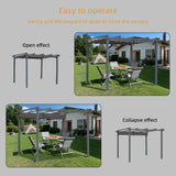 Pergola aus Aluminium in anthrazit, Dachrohre aus Stahl, Verstellbares Dach aus Polyester