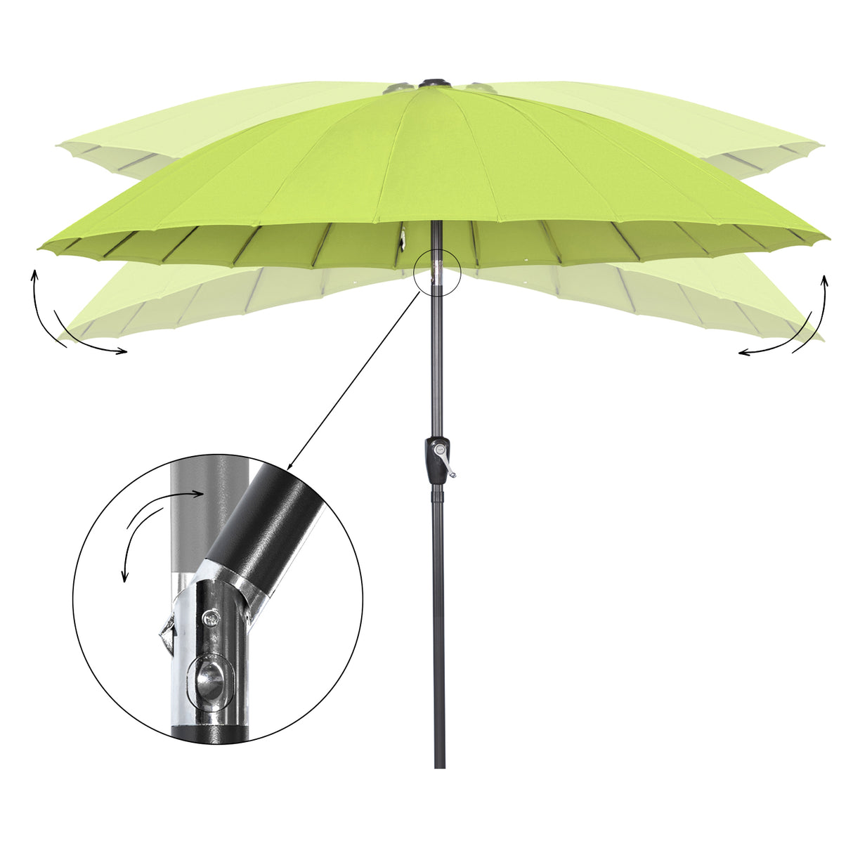 250cm Sonneschirm Sonnenschutz neigbar Rostfrei aus Aluminium, Stahl und Polyester