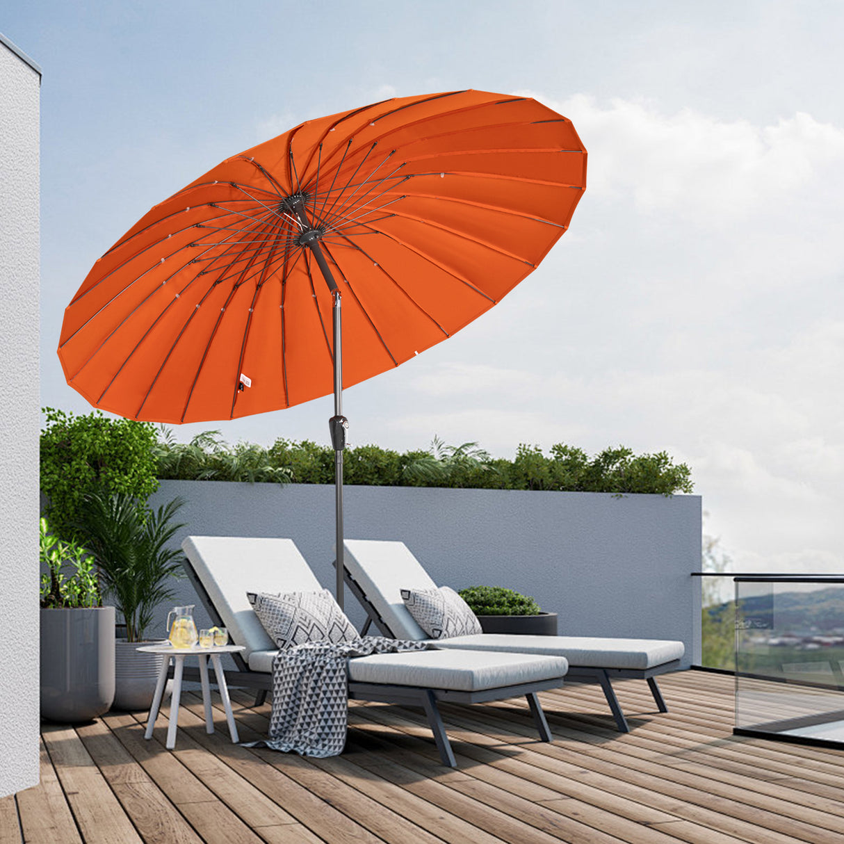 Angel Living Sonnenschirm Fiberglas 250cm mit Neigbar,UV 50+ Kurbelschirm Balkonschirm Marktschirm für Garten & Balkon