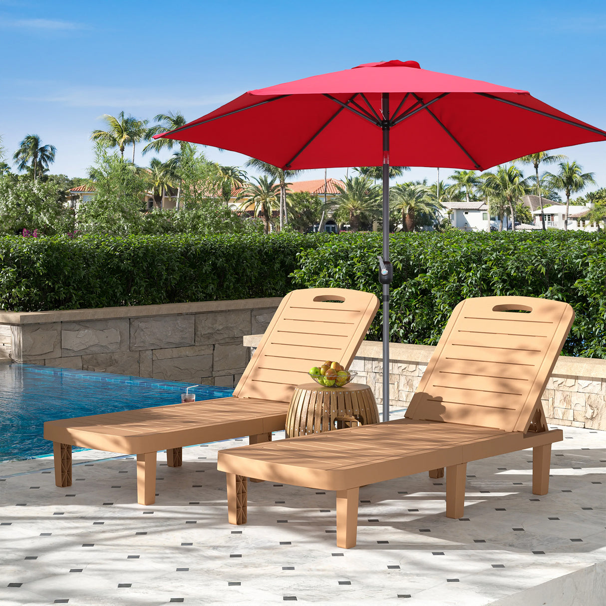 Angel Living Sonnenschirm Ø 270 cm Gartenschirm Marktschirm Terrassenschirm Taupe Rund Sonneschirm Sonnenschutz aus aus Metall, Stahl und Polyester UV50+