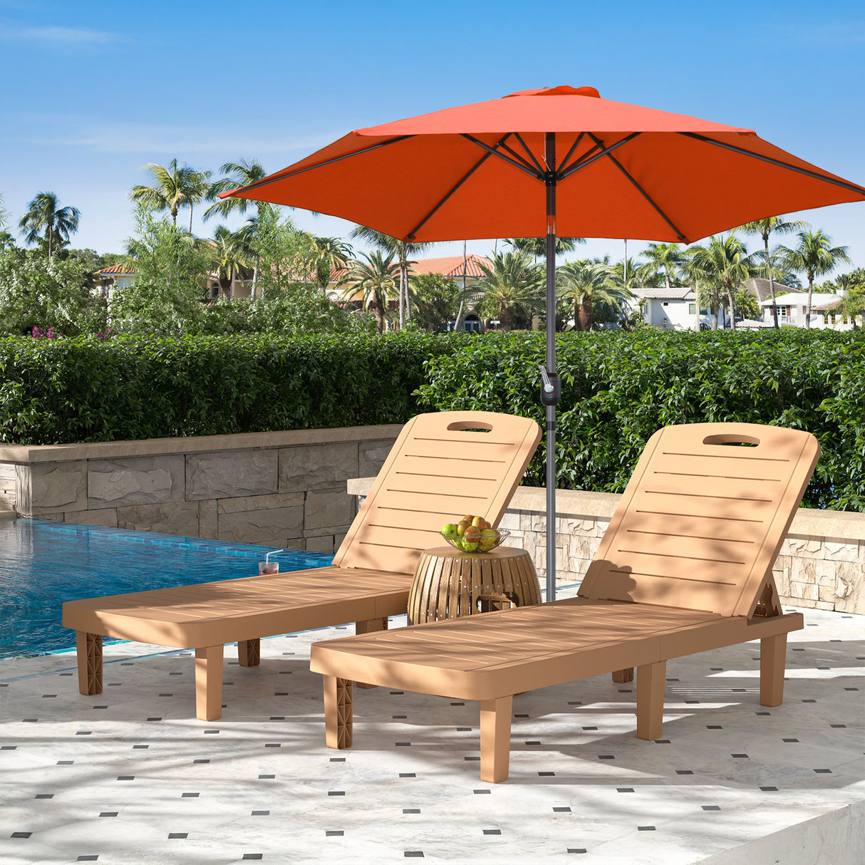 Angel Living Sonnenschirm Ø 270 cm Gartenschirm Marktschirm Terrassenschirm Taupe Rund Sonneschirm Sonnenschutz aus aus Metall, Stahl und Polyester UV50+