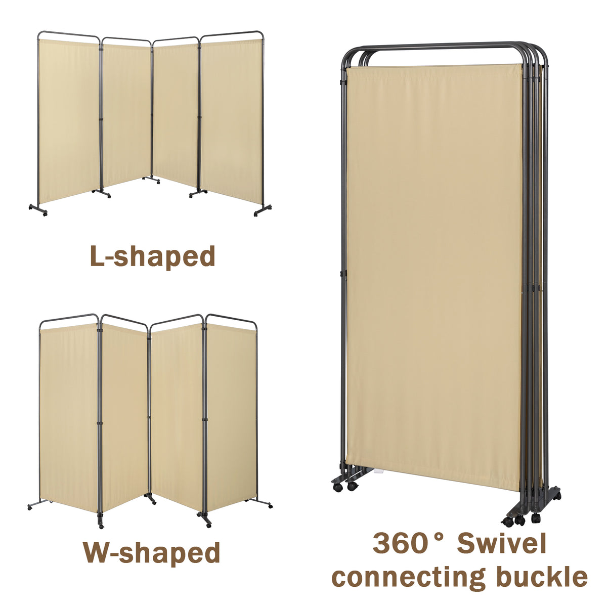 Angel Living Paravent 4 Teilig 324x184 cm, Faltbare Trennwand Spanische Wand Raumteiler, Dekorativer Paravent als Raumtrenner für Wohnzimmer Büro Balkon