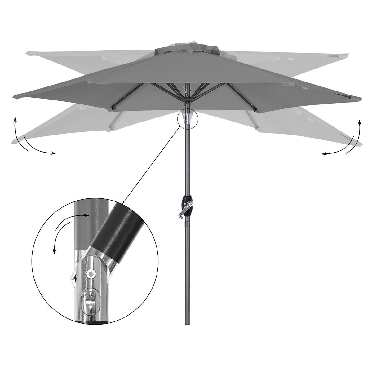 Angel Living Sonnenschirm 2.3M mit Kurbel und Neigbar, Gartenschirm Marktschirm Terrassenschirm Taupe Rund Sonneschirm Sonnenschutz aus Polyester UV50+