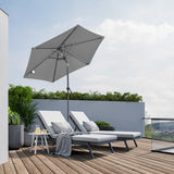 Angel Living Sonnenschirm 2M mit Kurbel und Neigbar, Gartenschirm Marktschirm Terrassenschirm Taupe Rund Sonneschirm Sonnenschutz aus Polyester UV50+