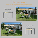 Pergola aus Aluminium in anthrazit, Dachrohre aus Stahl, Verstellbares Dach aus Polyester