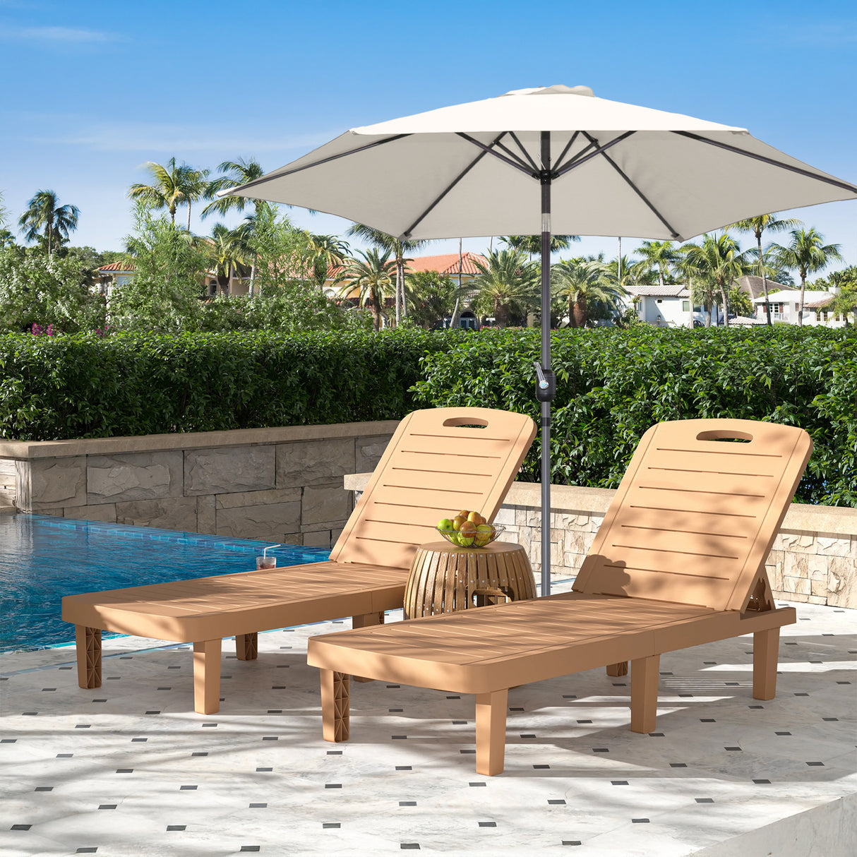 Angel Living Sonnenschirm Ø 270 cm Gartenschirm Marktschirm Terrassenschirm Taupe Rund Sonneschirm Sonnenschutz aus aus Metall, Stahl und Polyester UV50+
