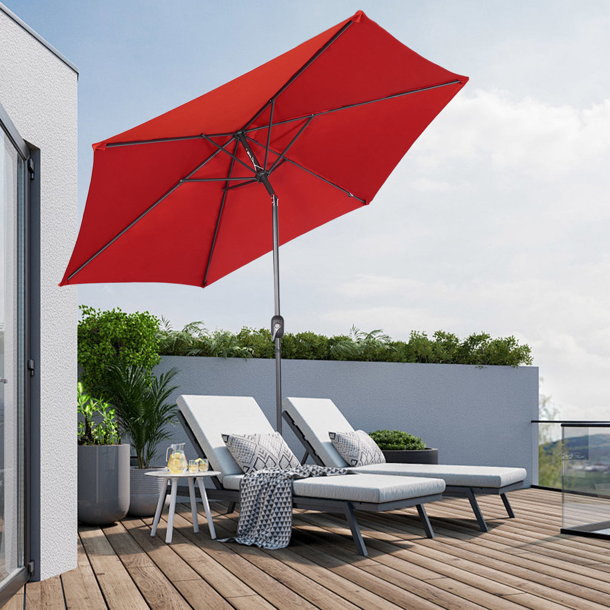 Angel Living Sonnenschirm Ø 300 cm Gartenschirm Marktschirm Terrassenschirm Taupe Rund Sonneschirm Sonnenschutz aus Metall und Polyester UV50+