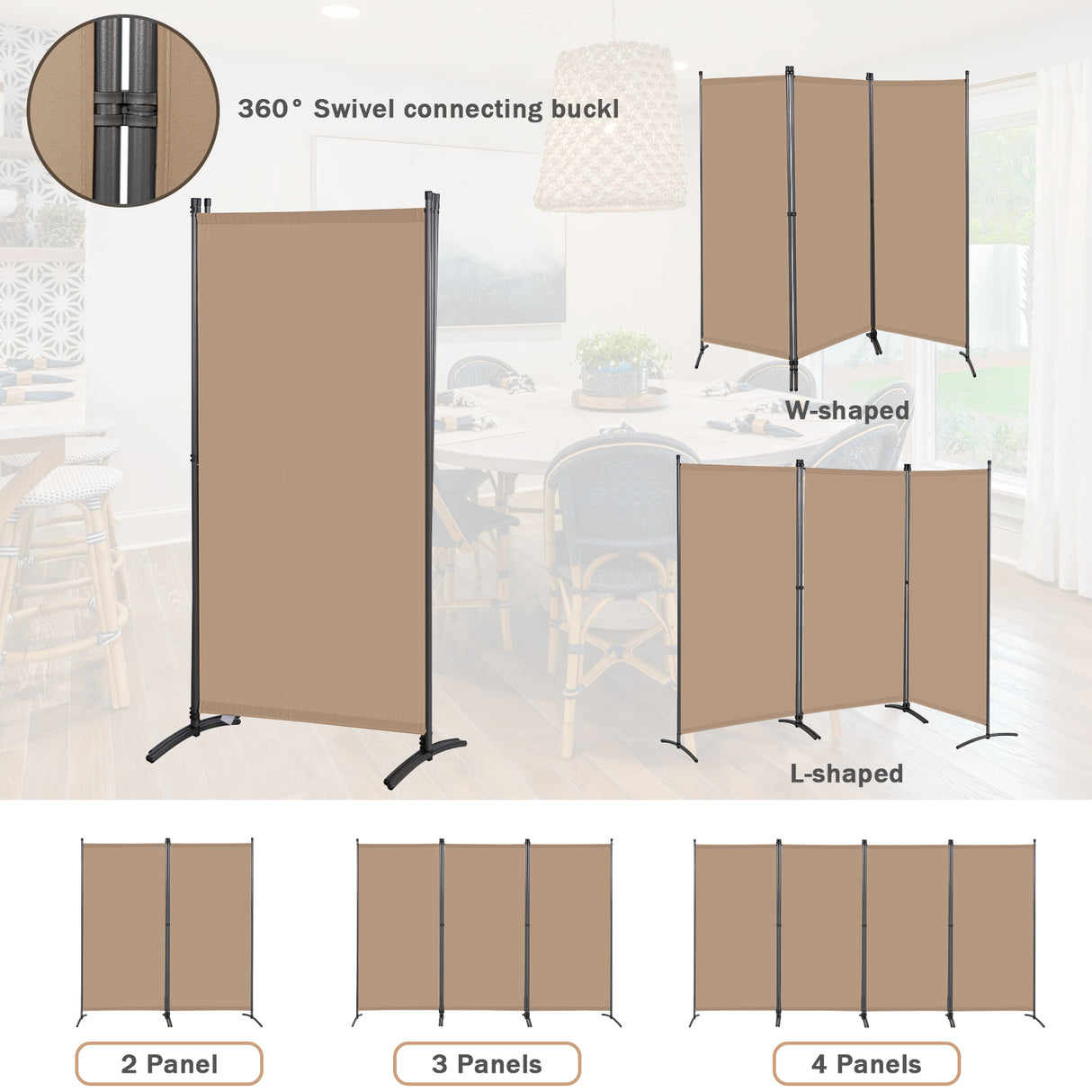 Paravent Raumteiler Outdoor Sichtschutz 243 x 169 cm, 3 Paneele
