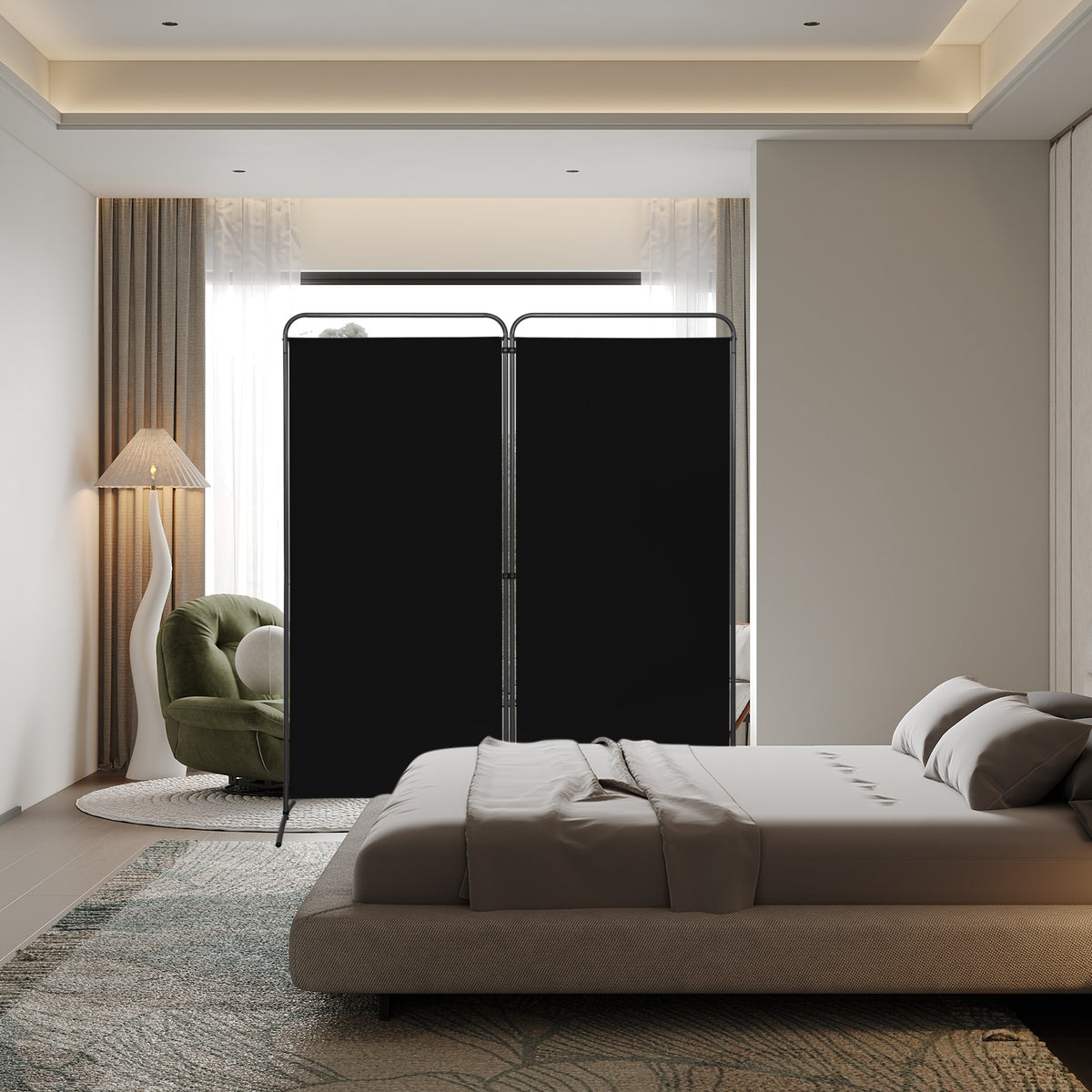 Angel Living Paravent 2 Teilig Klappbar Raumteiler Freistehend Sichtschutzwand Raumteiler Stellwand Trennwand Sichtschutz für Büros, Balkon,Schlafzimmer,Außengarten 162 x 185cm