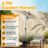 Angel Living 270cm semicircular parasol, market umbrella, patio umbrella with crank for garden, patios, courtyards, swimming pools, with UV protection 40+