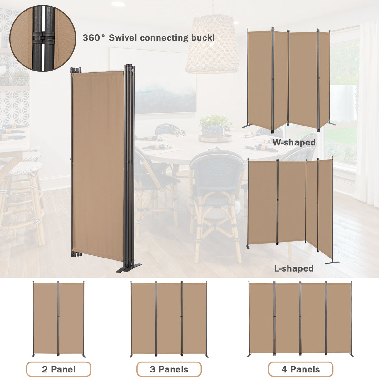 Angel Living Screen 4-part privacy screen, folding screen room divider privacy screen made of steel and polyester