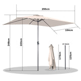 Angel Living 200 x 300 cm Sonnenschirm Rechteckig Marktschirm Terrassenschirm aus Metall mit Kurbel und Neigung für Gartenterrasse,mit UV-Schutz 40+