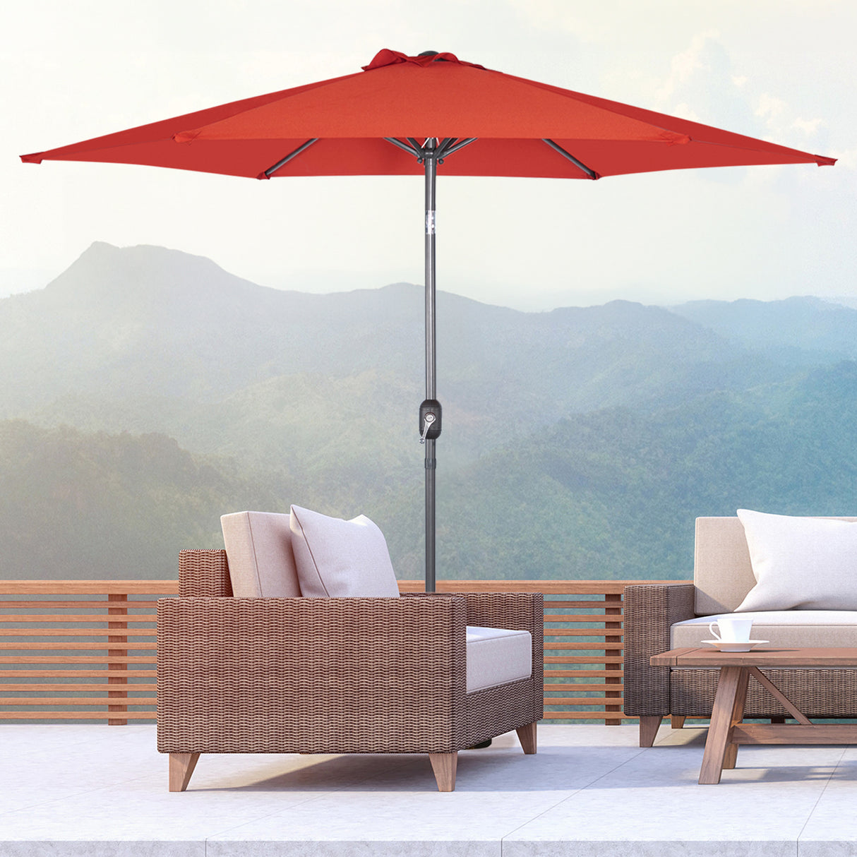 Angel Living Sonnenschirm Ø 300 cm Gartenschirm Marktschirm Terrassenschirm Taupe Rund Sonneschirm Sonnenschutz aus Metall und Polyester UV50+