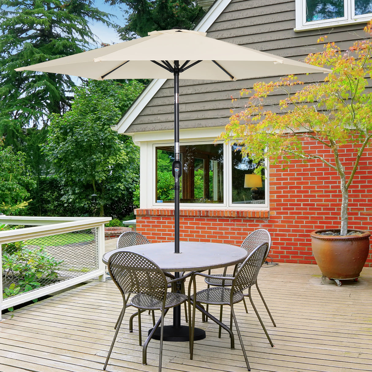 Angel Living parasol Ø 270 cm parasol de jardin parasol de marché parasol de jardin parasol rond taupe en aluminium, acier et polyester UV50 +