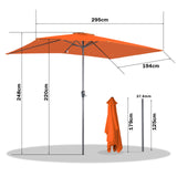 Angel Living 200 x 300 cm Sonnenschirm Rechteckig Marktschirm Terrassenschirm aus Metall mit Kurbel und Neigung für Gartenterrasse,mit UV-Schutz 40+