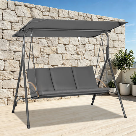 Angel Living Hollywoodschaukel 3-Sitzer Gartenschaukel mit Sonnendach und Sitzbezug 170 x 110 x 152 cm Weiß
