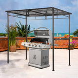 Angel Living Grillpavillon aus Aluminium und Stahl mit PC-Dach, Aluminium-Vordach mit Dunstabzugshaube, Pergola-Pavillon für den Grill mit Stauraum, 1,5 x 2,16 m